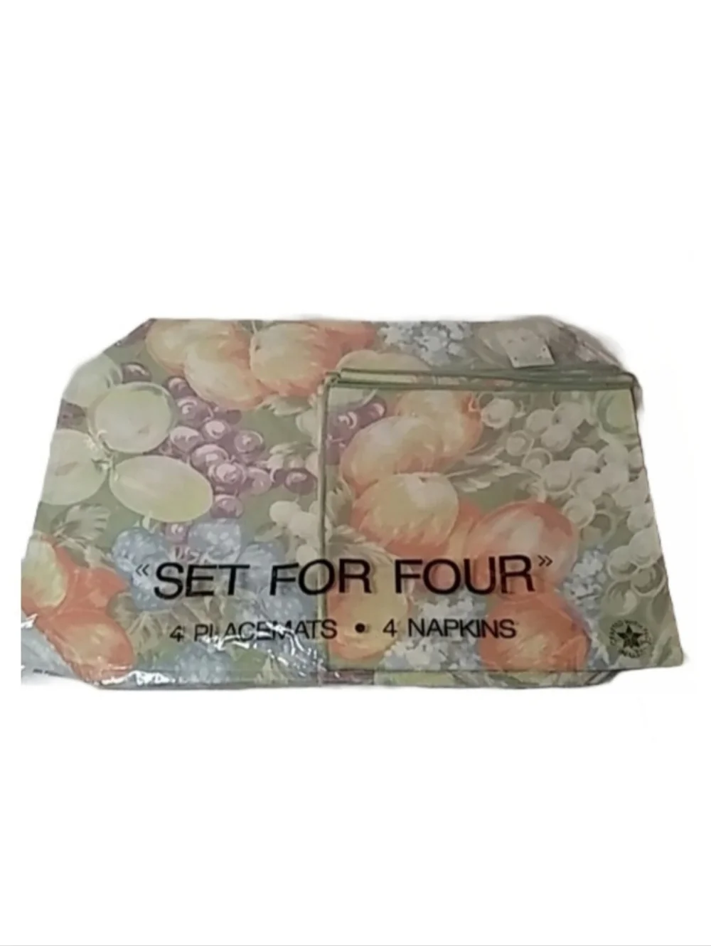 Cloth Placemat & Napkin Set (4) Fruit Theme Multicolor | EUC